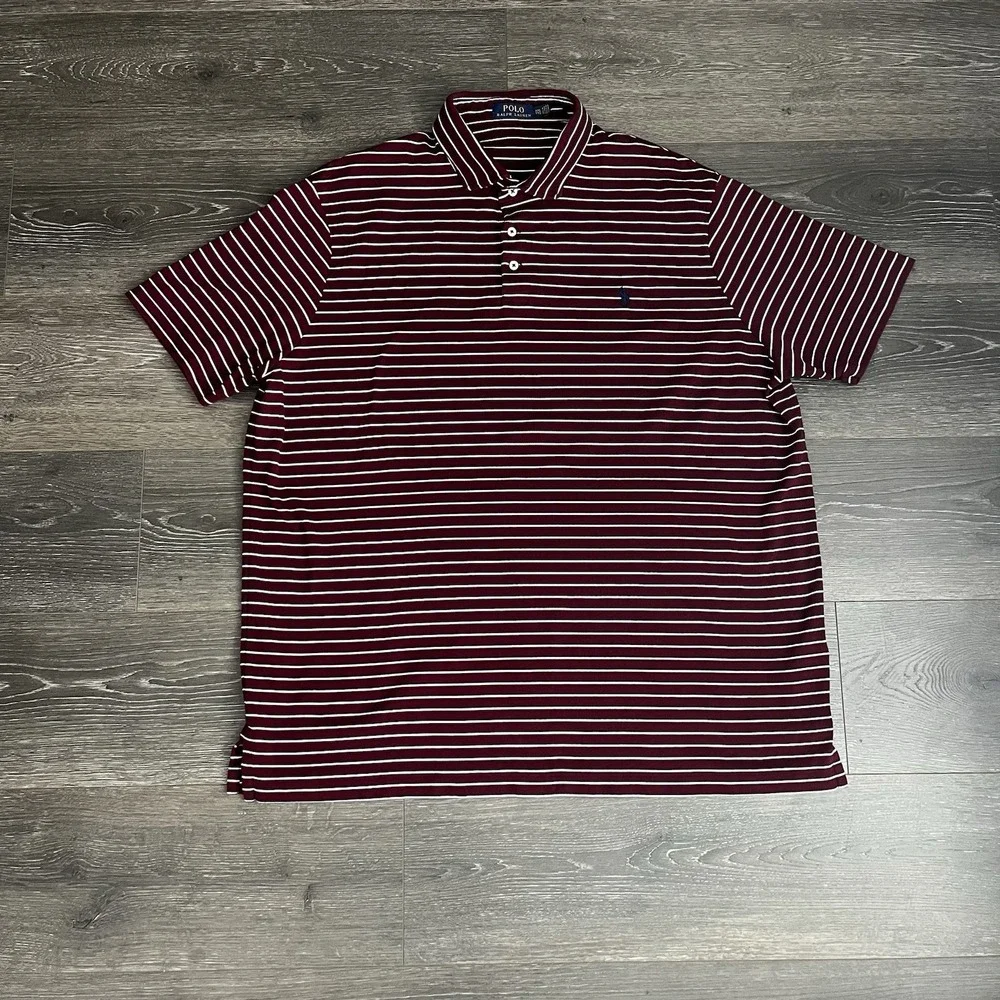 Polo Ralph Lauren Polo Shirt Blue Pony Mens 2XL Striped Preppy‎ Old Money Golf
